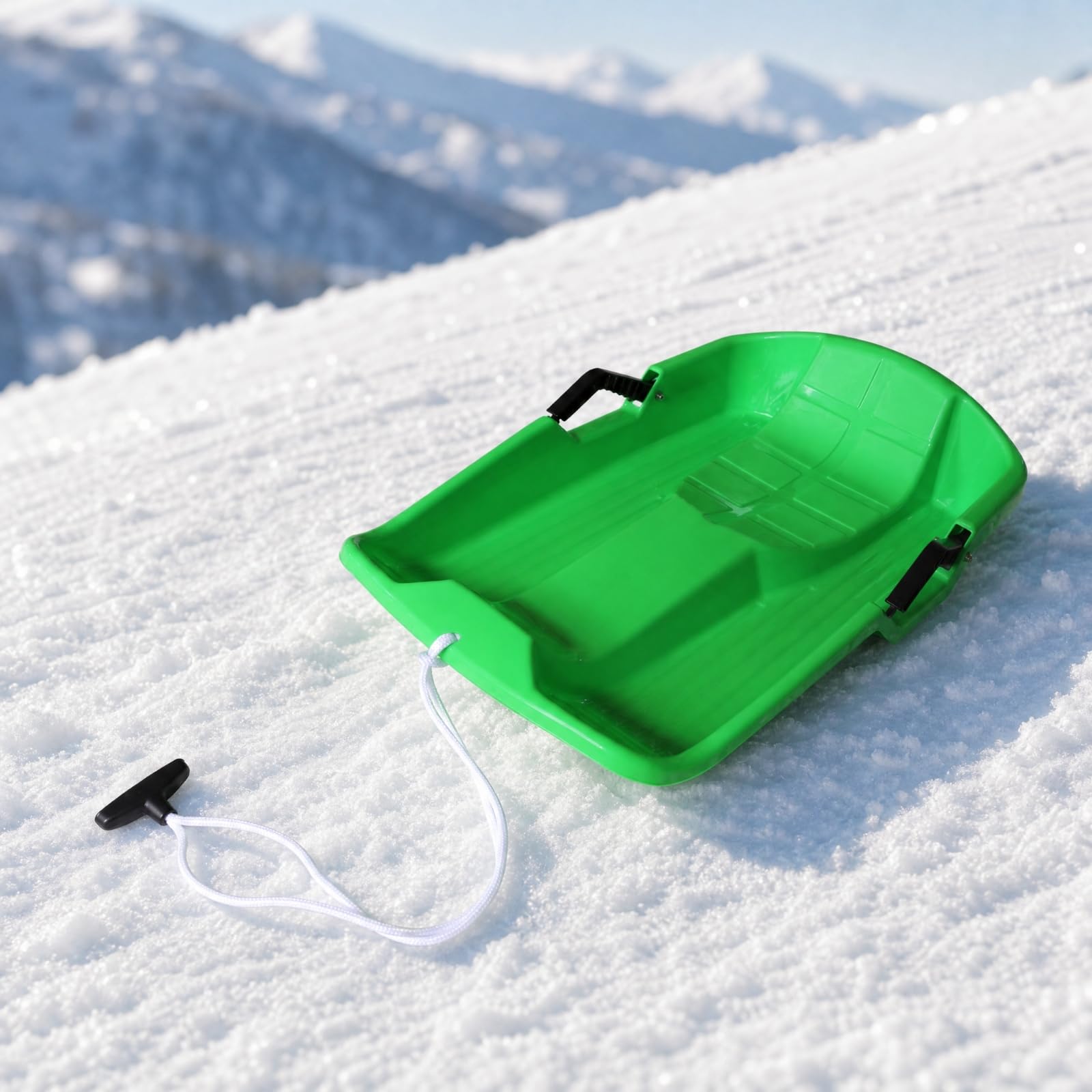 Baoblaze Slitta con Schienale Rialzato Leggera Slitta con Corda di Traino Maneggevole Slittino Corda per Bambini, Neve, Pendii Sabbiosi, Giochi Invernali,