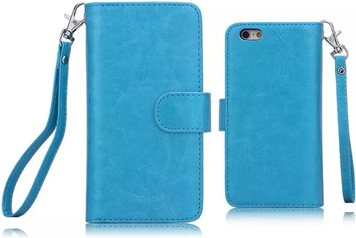 iPhone 8Plus iPhone 7Plus Wallet Case,Valentoria Leather Wallet Case Magnetic Detachable Slim Back Cover Card Holder Wrist Strap(iPhone 7 Plus,Turquoise)