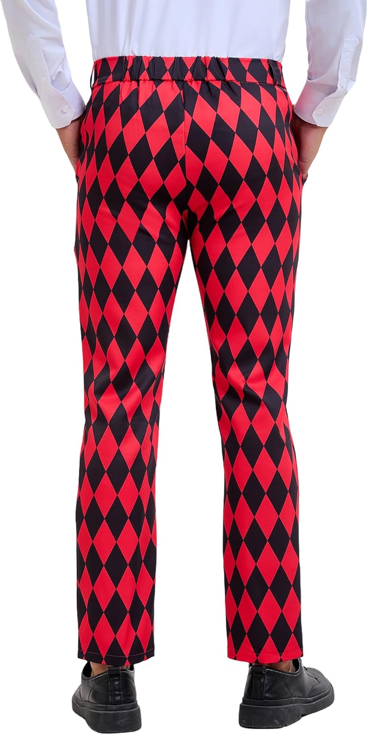 Lars Amadeus Men's Casual Geometric Printed Color Block Flat Front Dress Pants - Image 5