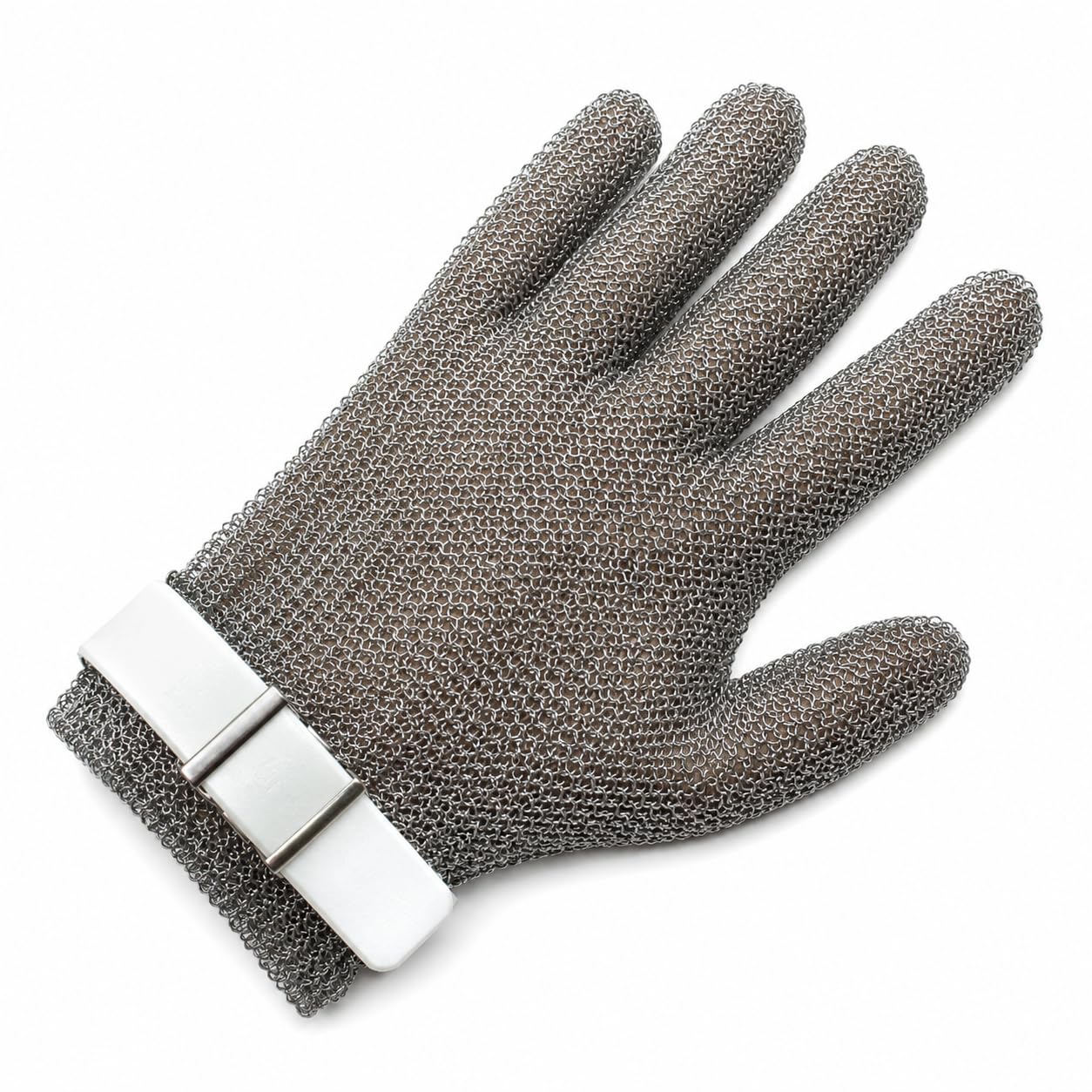 Guante Anticorte de Malla Acero Inoxidable, Guante Carnicero Reversible con Correa, Ambidiestro 5 Dedos, 5 Tallas XXS a L, Cocina Profesional Carnicería Pescadería (XS)