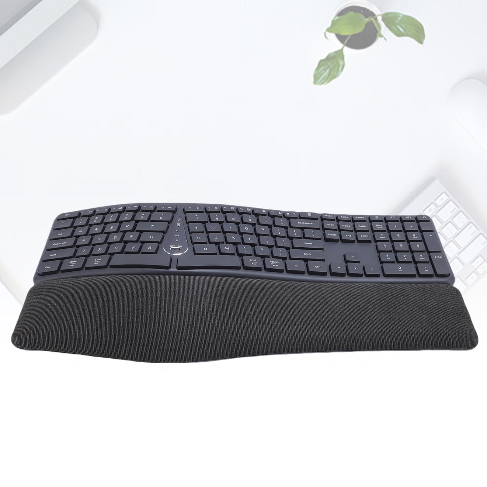 Diyeeni Tastiera Ergonomica Wireless, Design Diviso con Inclinazione Regolabile e Poggiapolsi Imbottito, connettività Bluetooth, Durata della Batteria di 200 Ore, per Vittorie da