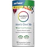 Mens Multivitamin One + for 50 Plus | 90 Caplets | Supports Muscle Health | with Vitamins C, D, and Zinc | Real Food Nutrients, Digestive Enzymes & Probiotics
