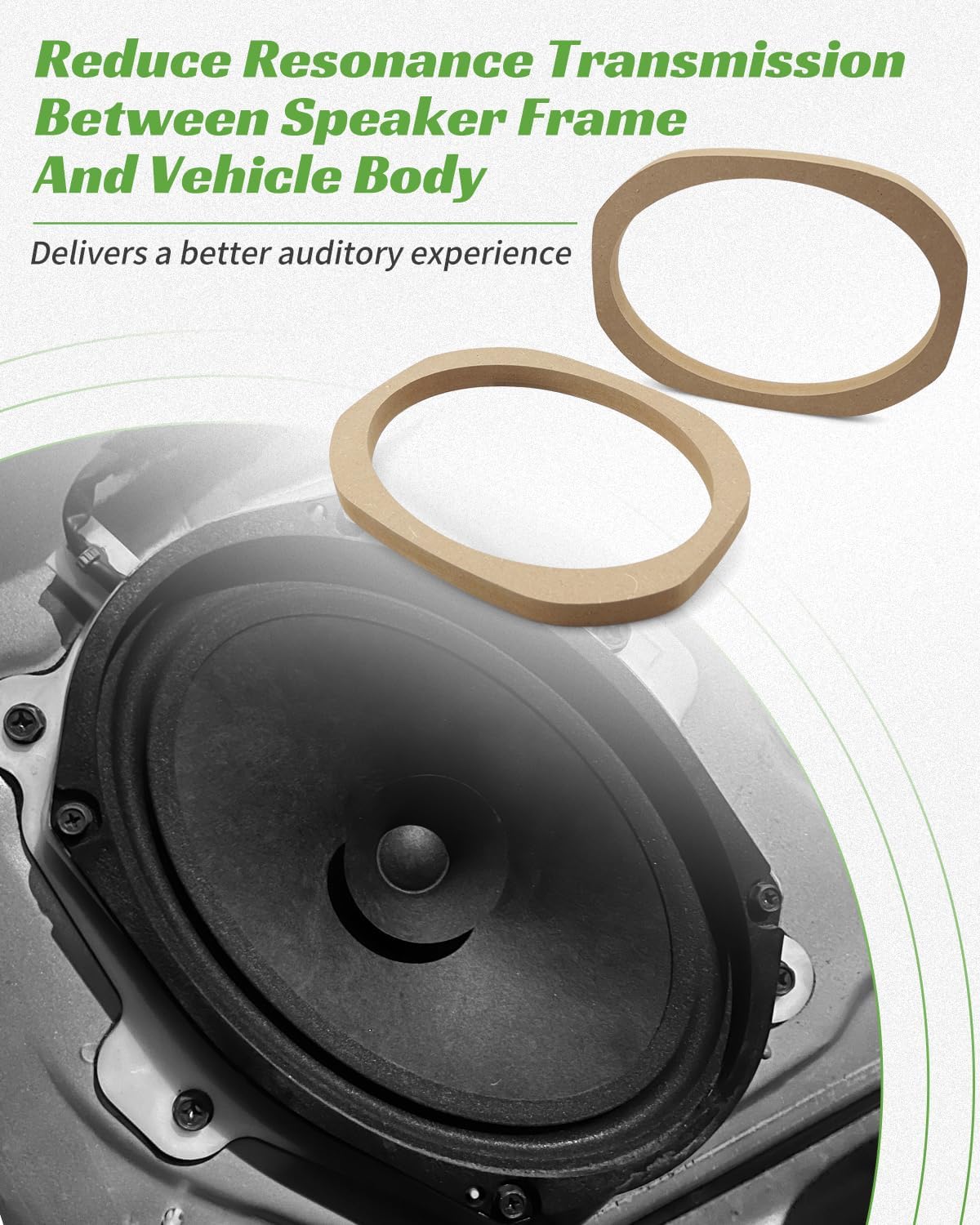 6x9 Inch Universal Speaker Spacer Ring Adapter 2 Pcs – Waterproof Wooden Mounting Bracket for Car Audio Subwoofer Installation – Brown Wood – Washer Only, No Speaker
