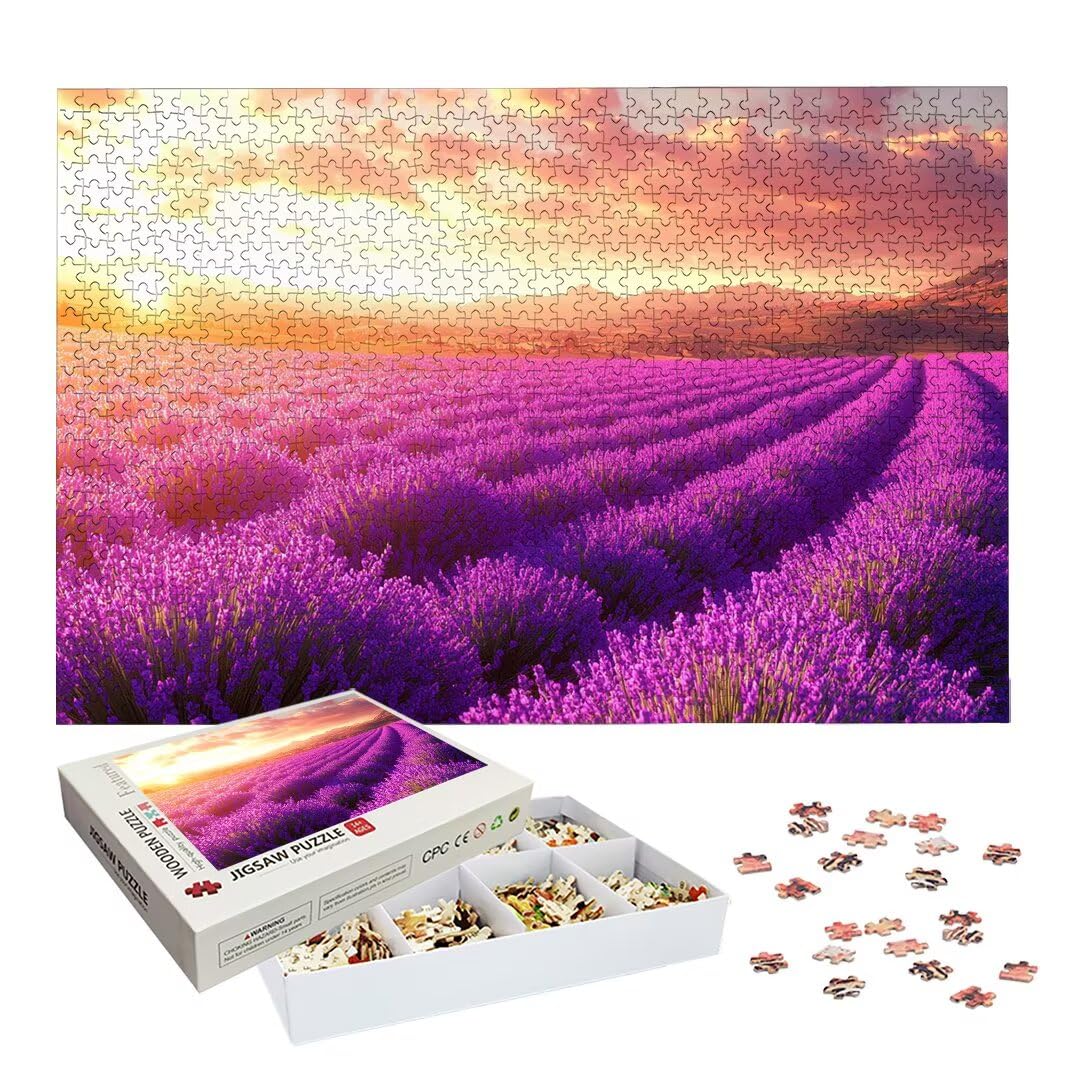 Puzzle 1000 Piezas, Puzzle Lavanda de Madera para Adultos, Regalos -2358