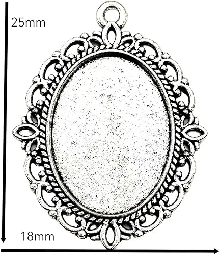 Miniatura 2 de 20 bandejas colgantes de bisel ovalado de plata antigua, cabujones ovalados en blanco, bisel de metal camafeo para foto colgante, fabricación de