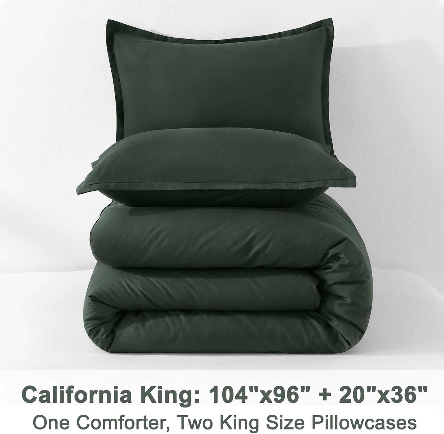 Litanika California King Comforter Set Forest Green - 3 Pieces Cal King Lightweight Soft Plain Bed Comforter, Oversized Down Alternative Bedding Set - Machine Washable (104x96In, 2 Pillowcases) - Image 7