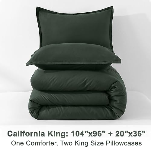 Miniatura 232 de Litanika - Juego de edredón de tamaño queen extragrande, 3 piezas, color verde salvia, ligero, unicolor, para todas las estaciones, esponjoso Verde