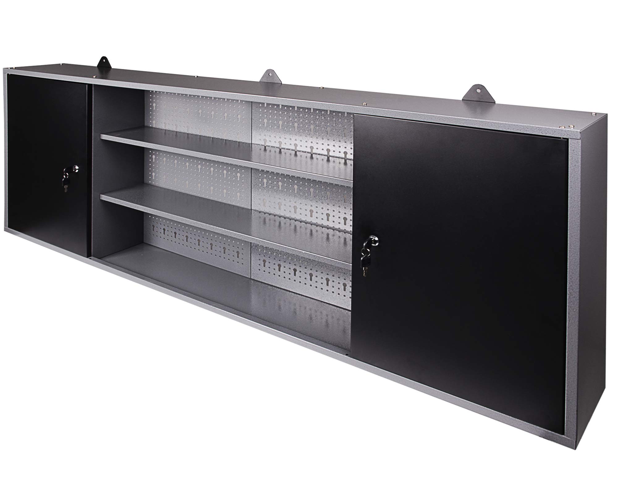 Ondis24 Werkzeugschrank Metall, Werkstattschrank 160x16x60 (H) cm, 2 abschließbare Türen, Hängeschrank mit Einlegeböden (anthrazit)
