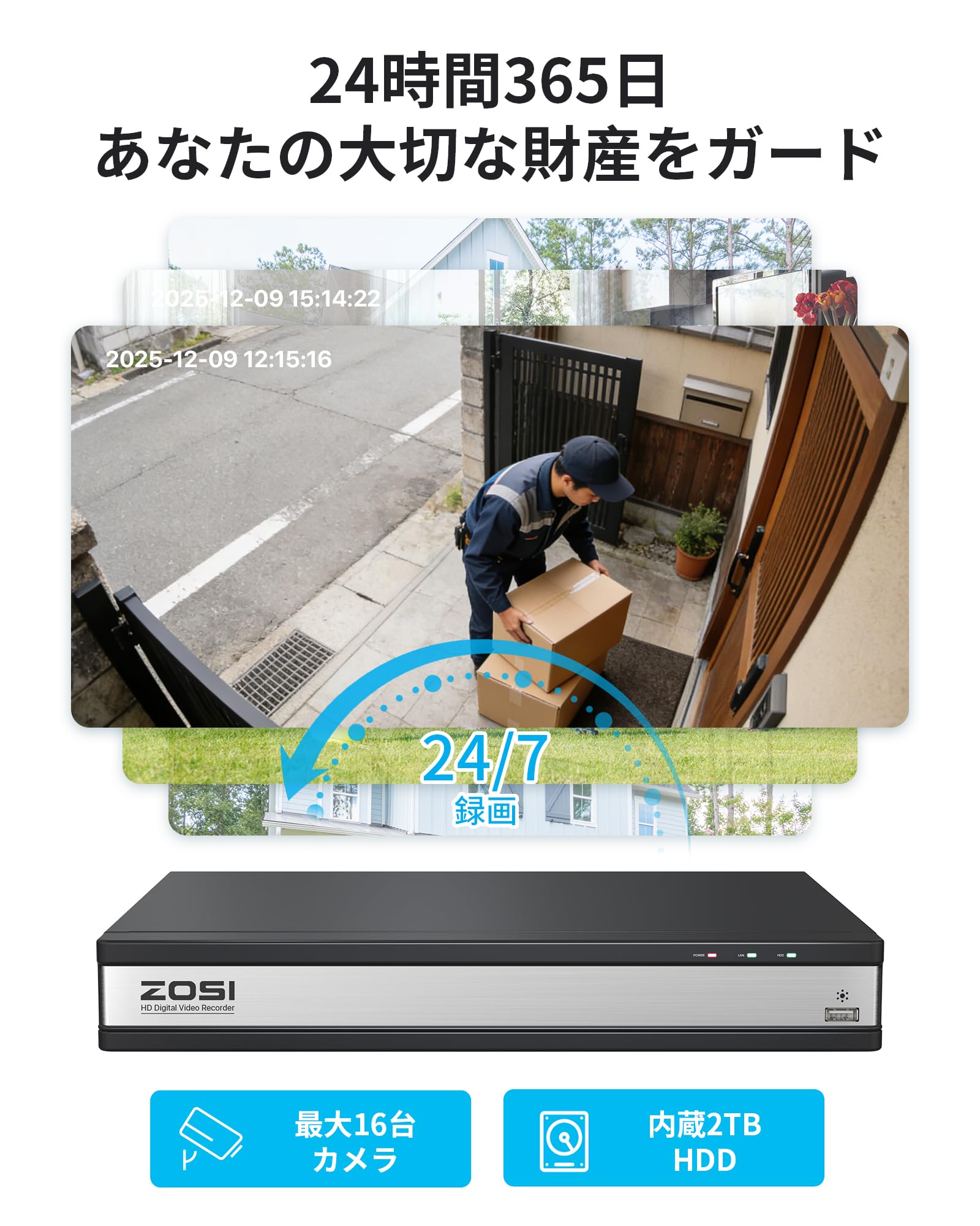 Amazon.co.jp: ZOSI 1080P 200万画素 監視カメラ8台セット TVI 防犯 