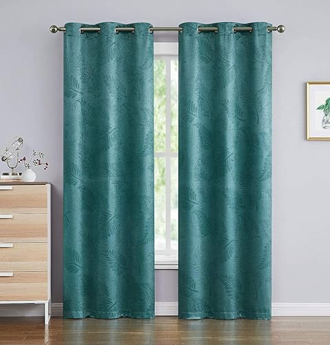 Miniatura 3 de WARM HOME DESIGNS Par de 2 paneles divisores de ambientes extra anchos de 108 x 120 pulgadas en relieve con hojas 3D. Las cortinas de piso a techo