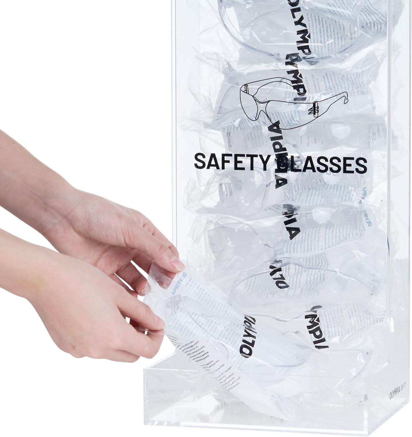 Safety Glasses Dispenser, Acrylic Clear Holder for Protective Eyewear Goggles Used in Industrial, Factory and Lab Settings, Wall-Mounted & Free-Standing Heavy-Duty