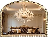 CavinHome 36x28 Wide Arched Wall Mirror Antique Gold Beaded Frame - Decorative Mantel Mirror for Fireplace Entryway Living Room