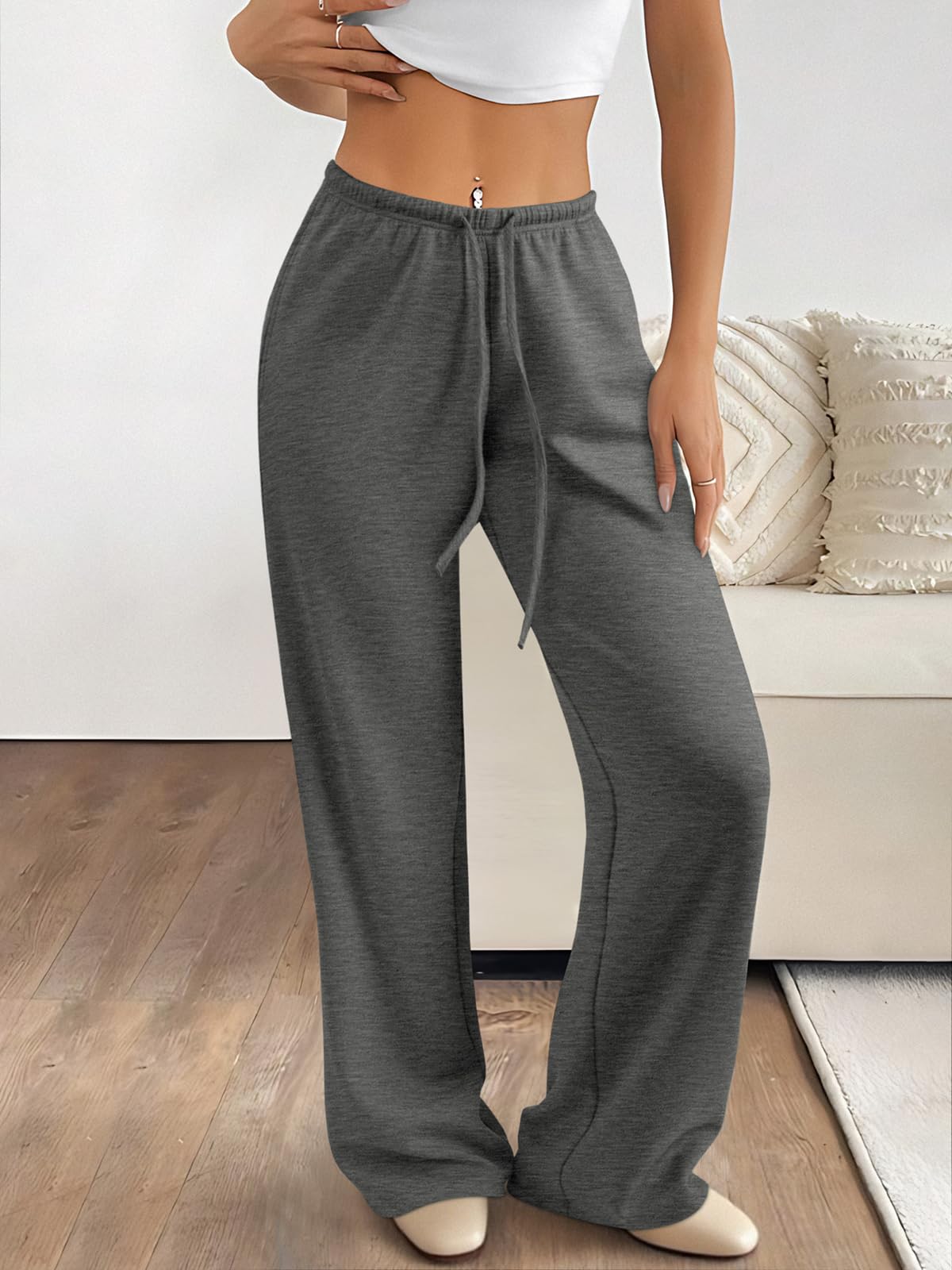 ATHMILE Womens Sweatpants Wide Leg Barrel Pants Baggy Joggers Low Waist Fall Fashion Winter Clothing Pockets 2025