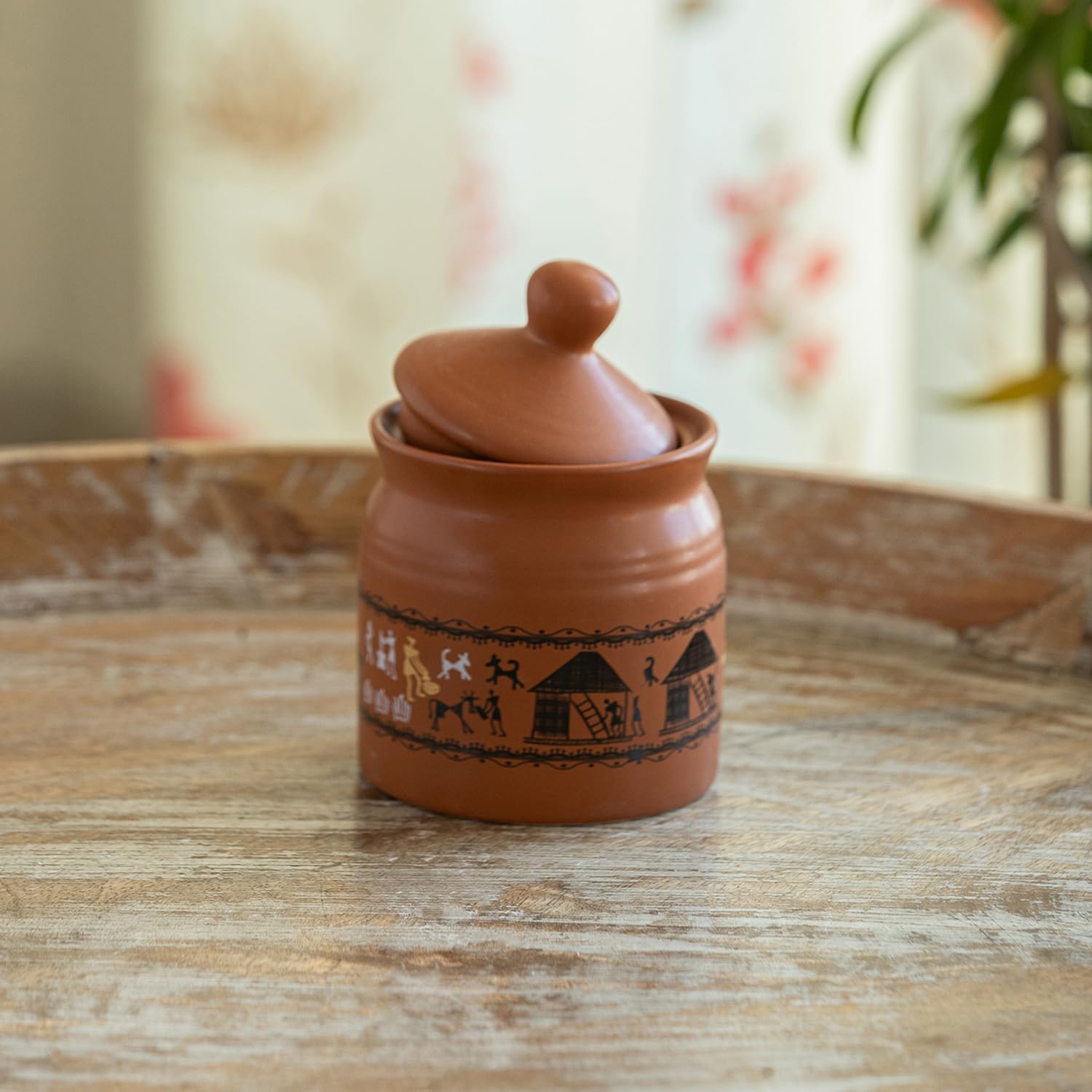 Warli Tales Ceramic Pickle Jars - Handcrafted Indian Decor -8