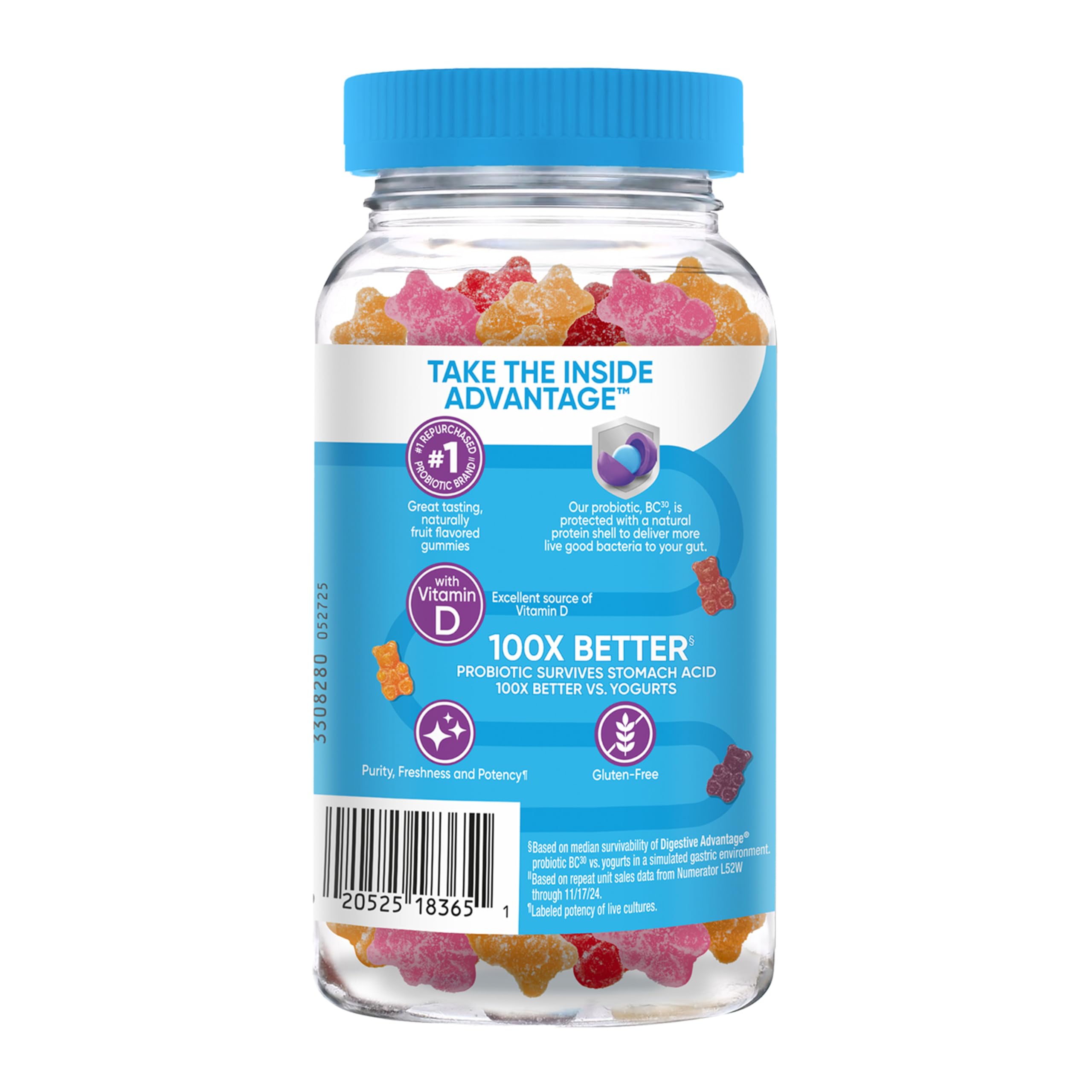 Digestive Advantage Daily Probiotic, Natural Fruit Flavor - 80ct Gummies — Amazon image 13