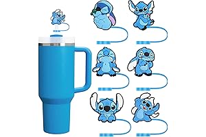 Stitch Straw Topper for Stanley Cup Blue, 6-Pack Topper and Cover for...