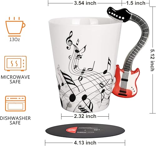 Miniatura 7 de Maustic Taza de Guitarra para Hombres y Mujeres - Regalos para Amantes de la Música para Músicos, Profesores - Regalo de Navidad y Cumpleaños - 13