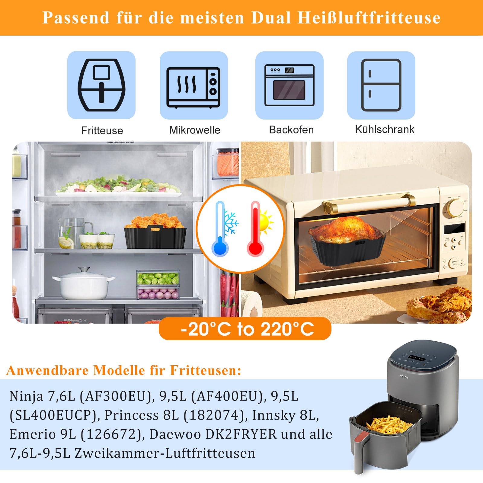 Moules Silicone Pour Friteuse Air Ninja Double Stack SL400EU - Accessoire Cuisson Sans Huile - 100 Feuilles