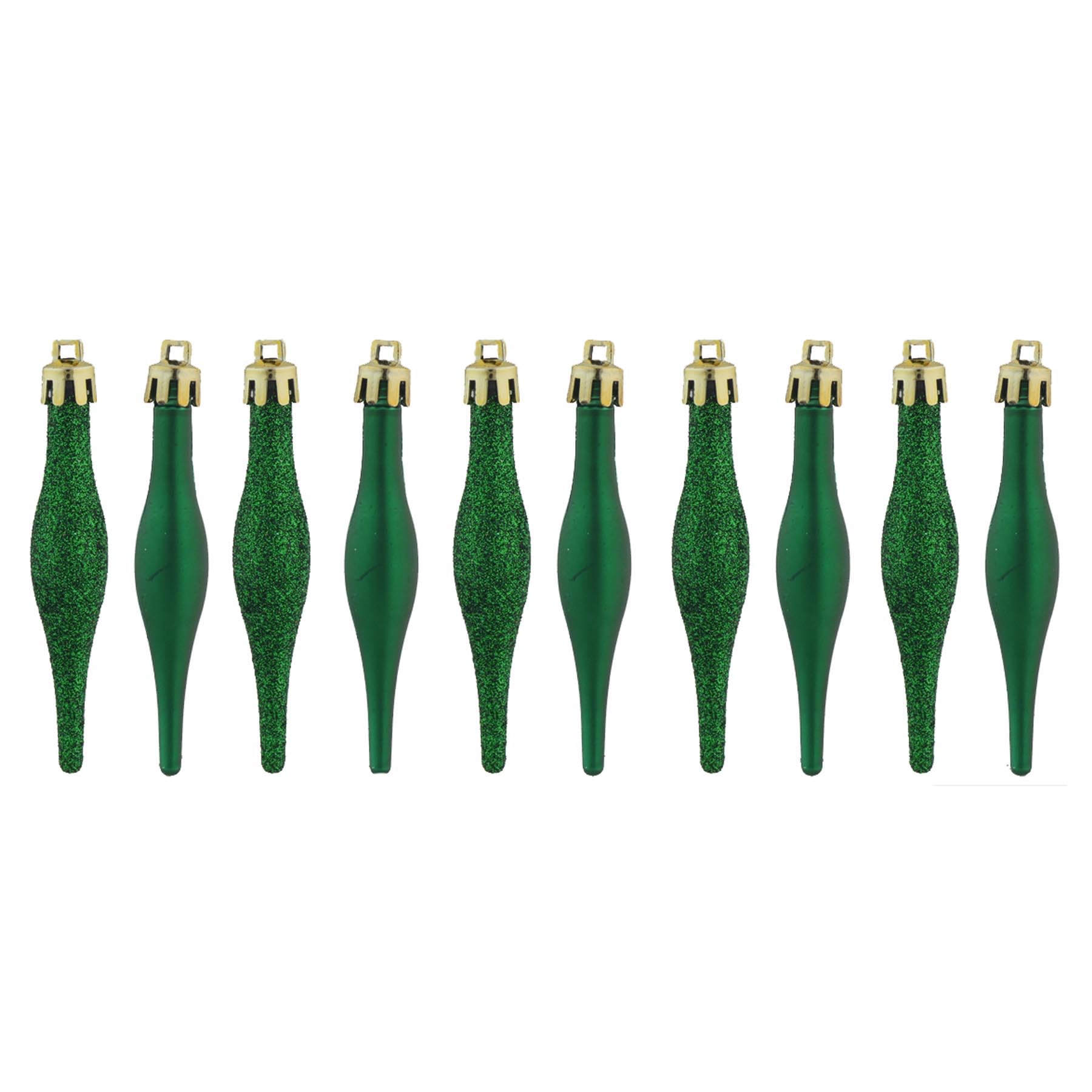 Widdle Gifts Green Christmas Decoration 10 Pack 90Mm Glitter/Plain Droplets