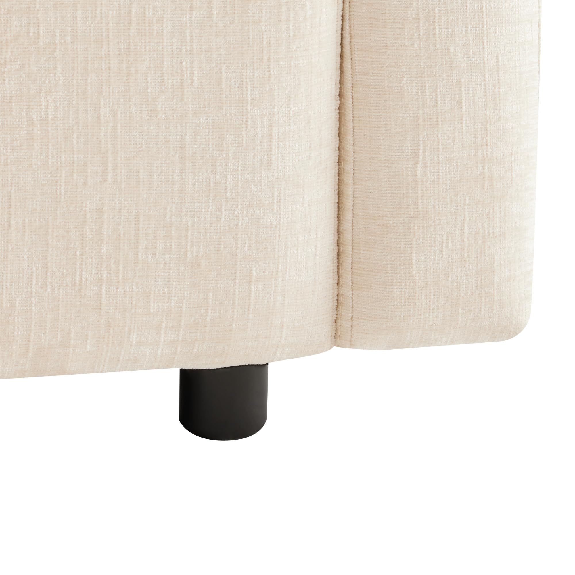 Divano a Tre Posti, Design Moderno in Ciniglia, Forma L Con Poggiapiedi, Adatto per Appartamenti (Beige)