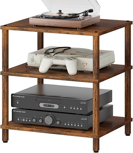 Miniatura 10 de Soporte para reproductor multimedia AV de 4 niveles, gabinete estéreo negro, gabinete estéreo moderno, soporte de TV de madera, estante de consola