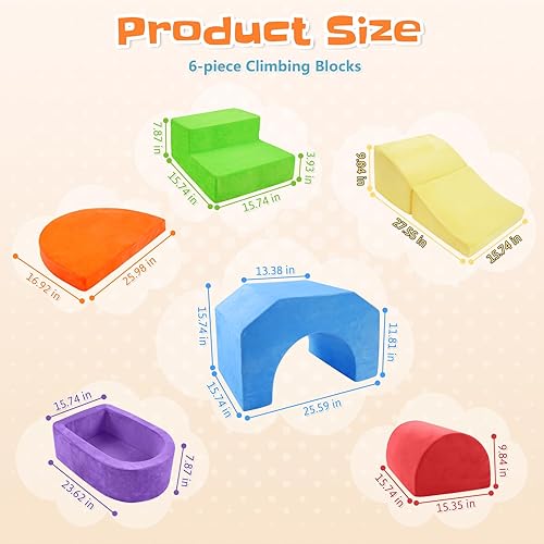 Miniatura 2 de Bloques de escalada de espuma suave de 6 piezas para niños pequeños y bebés - Juego de juguetes de escalada para bebés de interior, gimnasio de