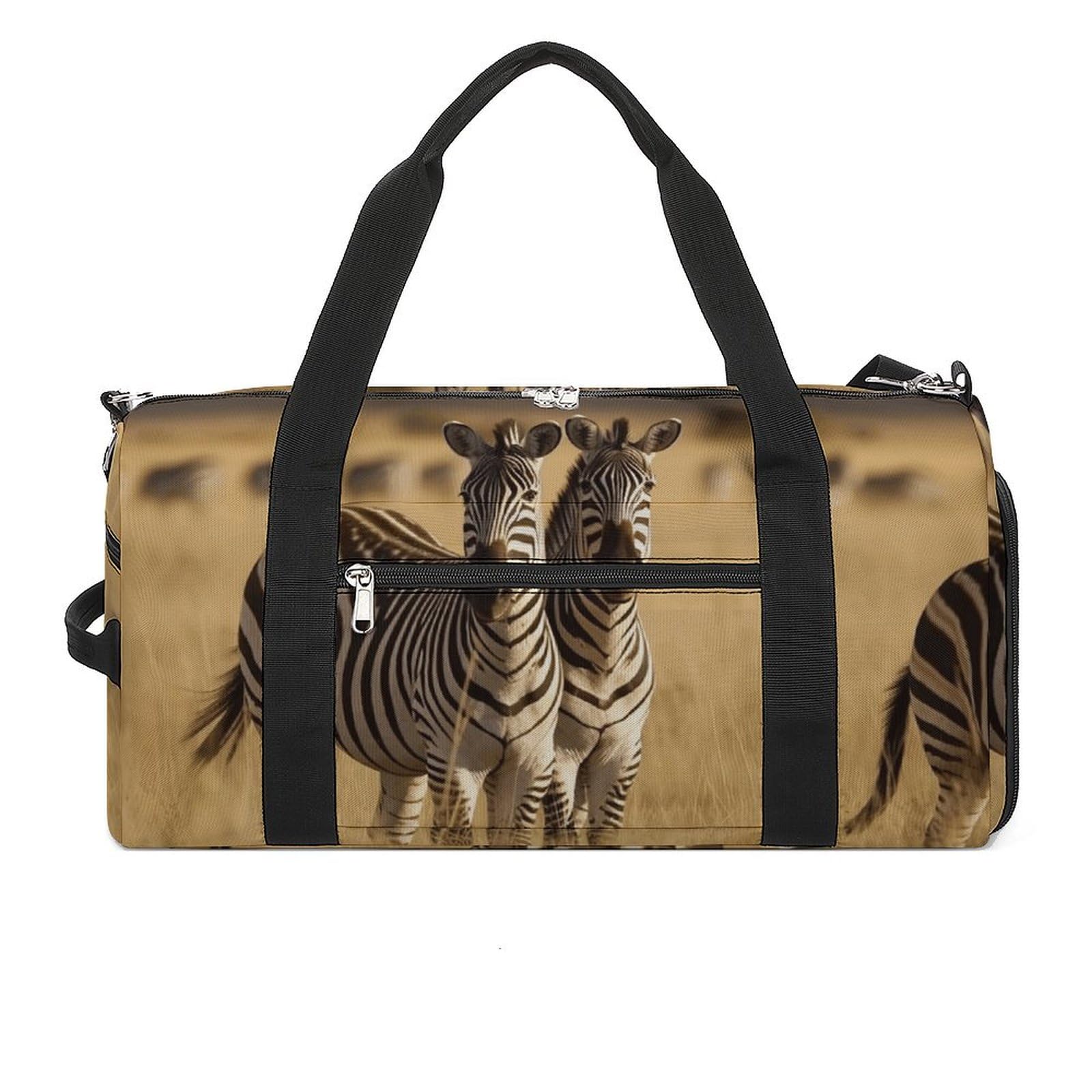Sac de gym imprimé zèbres dans la savane avec compartiments - 8