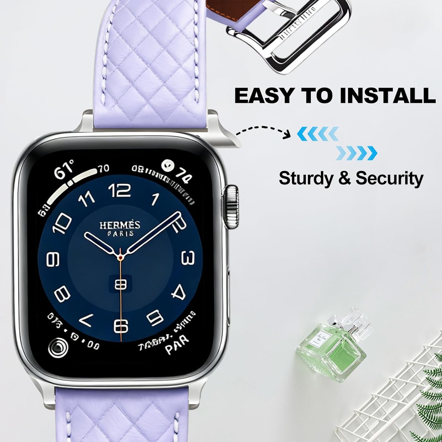 Leather Apple Watch Band Women, Slim Dressy Replacement Strap Compatible with Apple Watch Series 11-1 SE Ultra 3-1, 38mm 40mm 41mm 42mm 44mm 45mm 46mm 49mm - Image 4