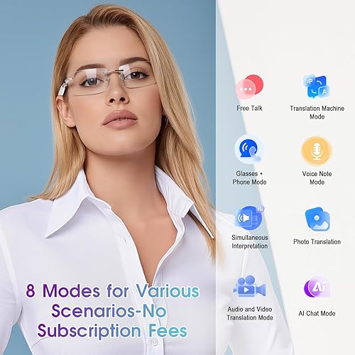 Miniatura 3 de Gafas de Traducción con IA, Gafas Bluetooth con Traductor en Tiempo Real para 164 Idiomas, Gafas Bluetooth Fotocromáticas con Bisagra de Resorte y