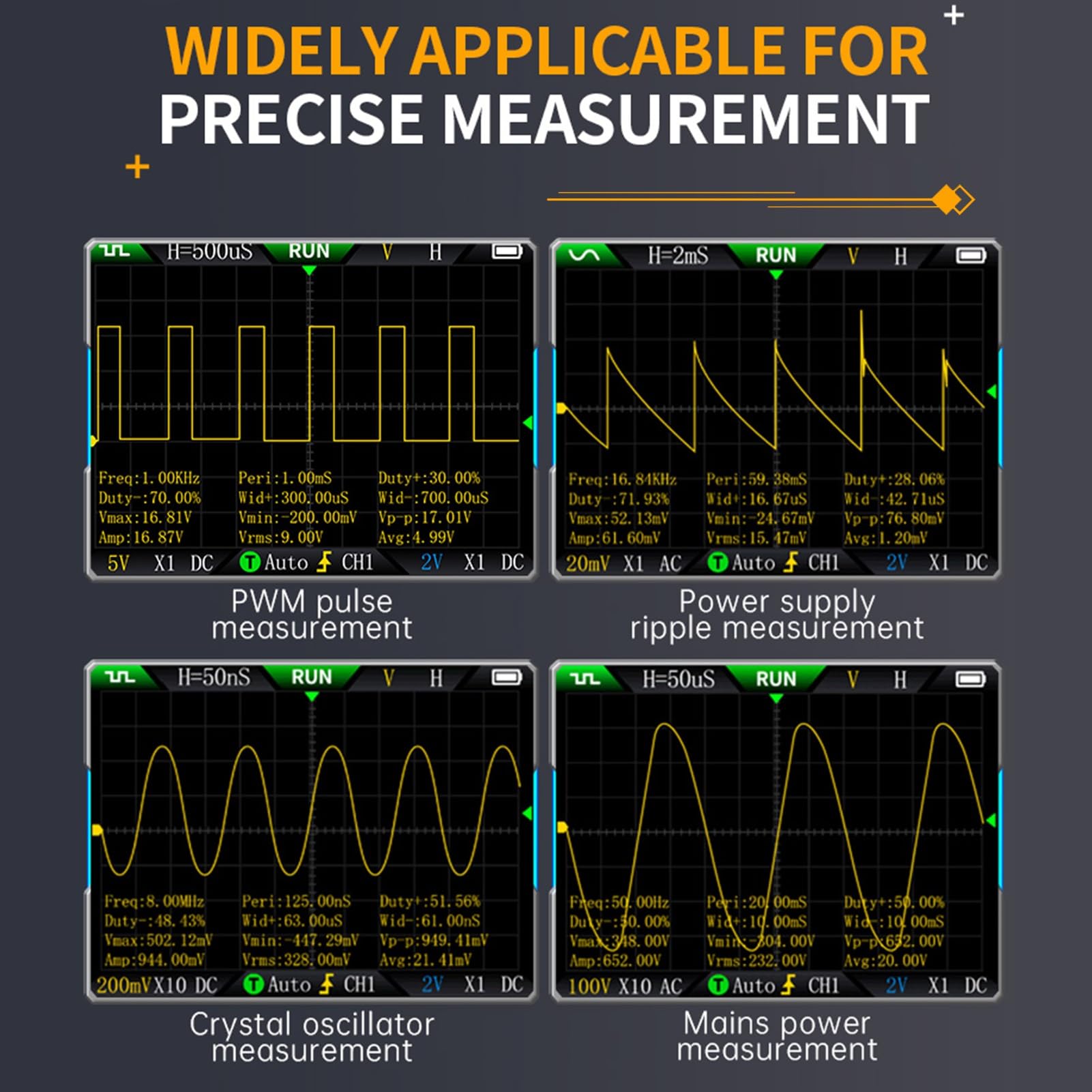 Jadeshay Oscilloscopio Digitale Oscilloscopio Portatile 2C53T Generatore di Segnale Portatile a 2 Canali con Larghezza di Banda 2×50 MHz Frequenza di campionamento 250MSa/s Esportazione Dati