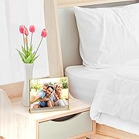 Vista 7 de NIUBEE Paquete de 6 Portaletreros Horizontales de Acrílico Transparente de 6 x 4 con Bordes Dorados, Soportes de Mesa de Menú de Doble Cara Marcos