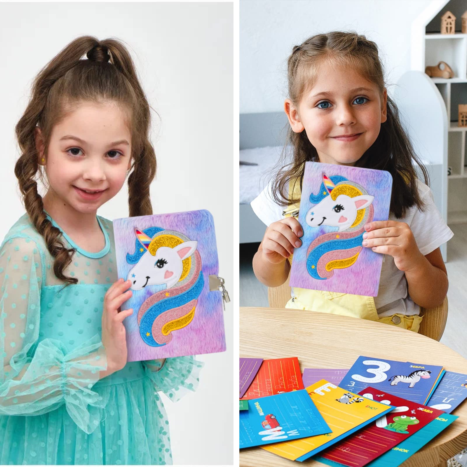 Diario Con Candado De Unicornio De Peluche Rosa – Set Con Cuaderno Y Bolsa De Unicornio, Regalo Para Niñas De 4 A 11 Años, 160 Páginas Y Tamaño Grande 21.5x14.8 Cm
