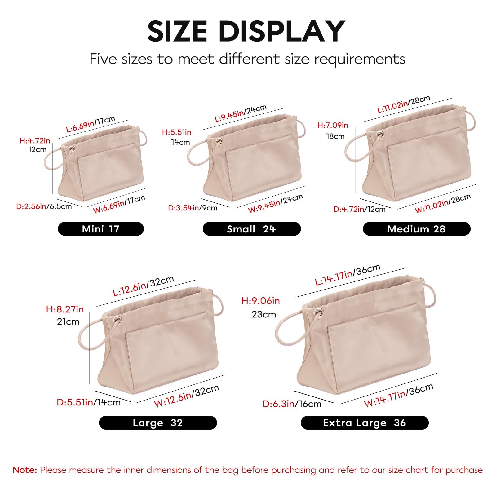 GIVLEFLY Organizador de bolsas de mano para bolsas (tamaño grande)