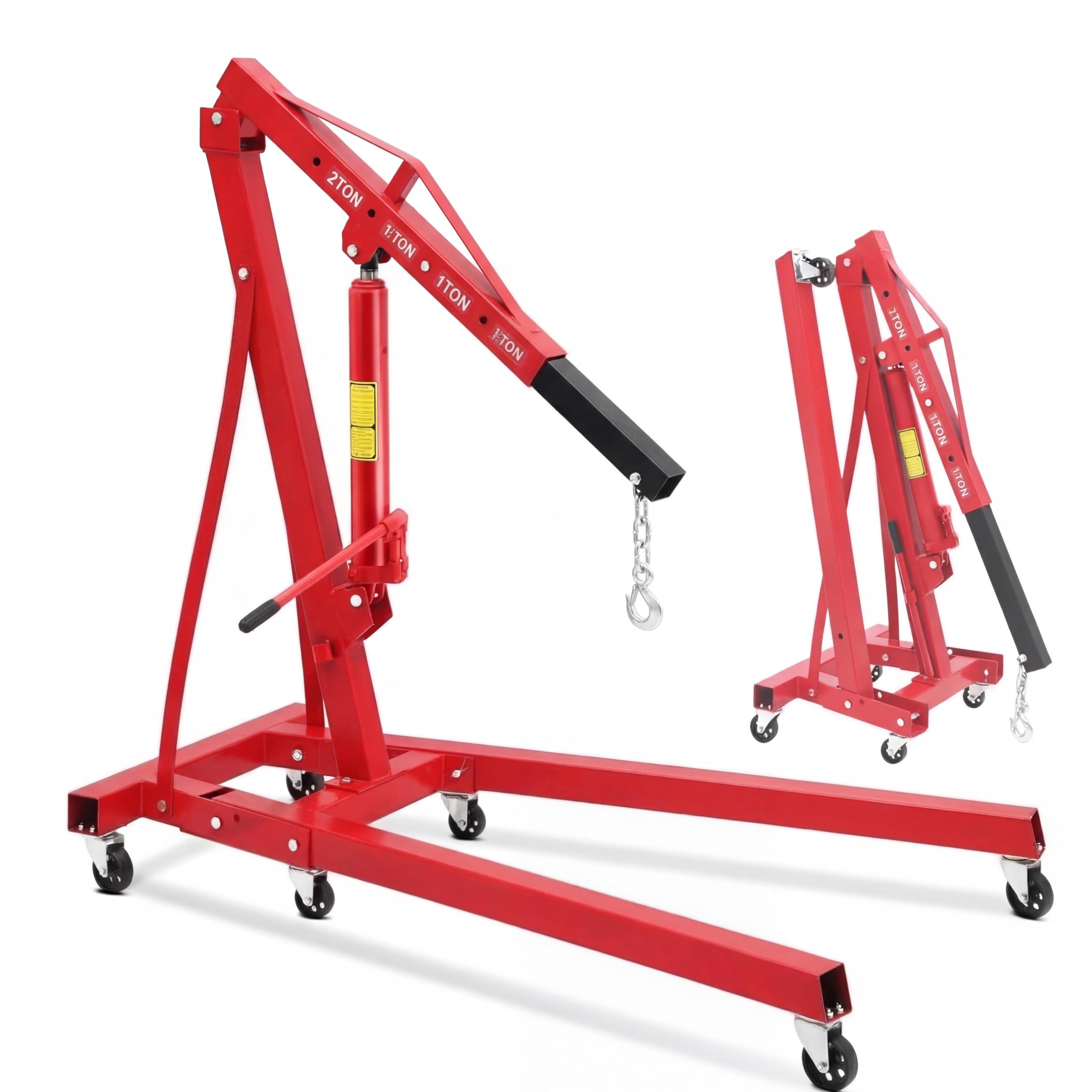 Photo 1 of [black not red, missing key components] MilleLoom 2 Ton Engine Hoist Foldable Cherry Picker - Heavy Duty Hydraulic Engine Lift, Automotive Garage Engine Crane