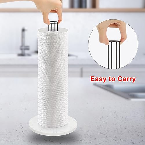 Miniatura 5 de NearMoon Soporte para toallas de papel, dispensador de toallas de papel de metal resistente con base de mármol, tamaño estándar o jumbo para