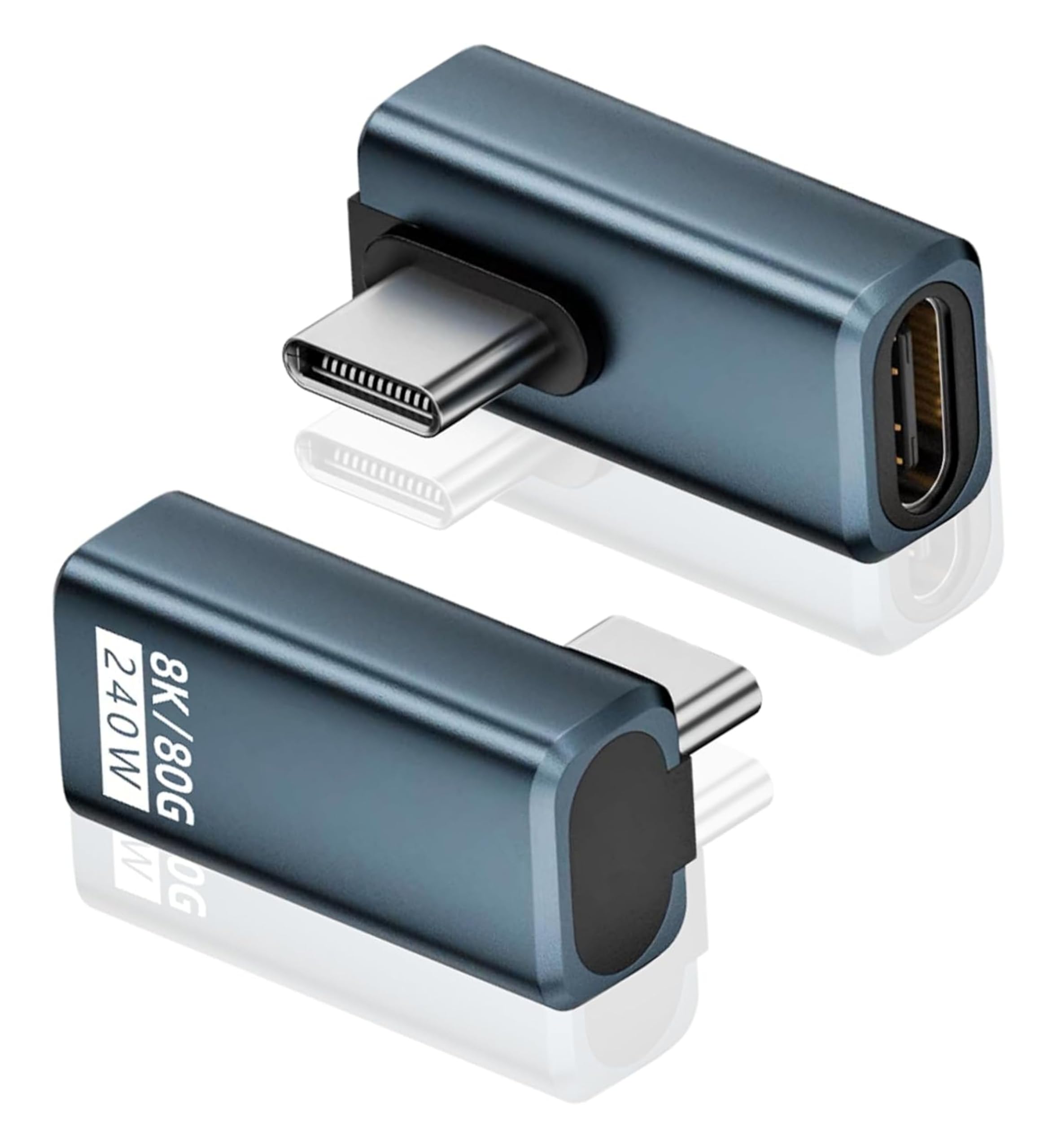1pc up & down angled 90 degree connector converter pd adapter usb c 240w 80gbps 8k@60hz thunderbolt 4/5 phone 16 15 pro max male to female type-c extender fast charging android i-os steam deck