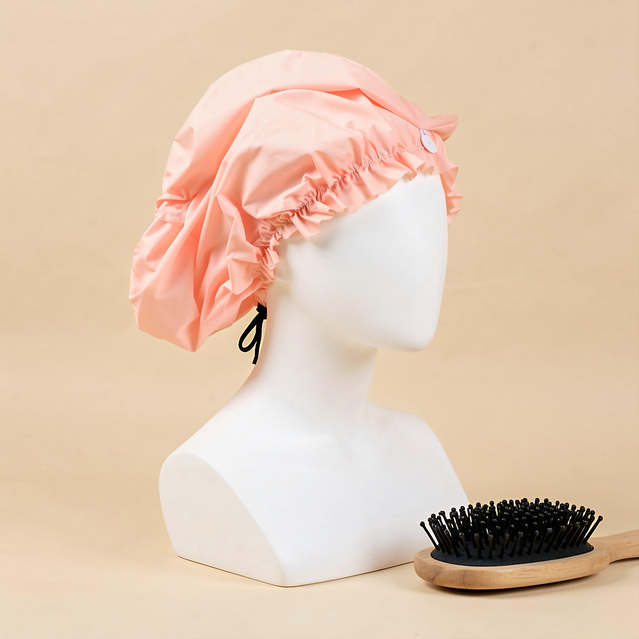 2 gorros de ducha reutilizables, gorros ajustables para cabello