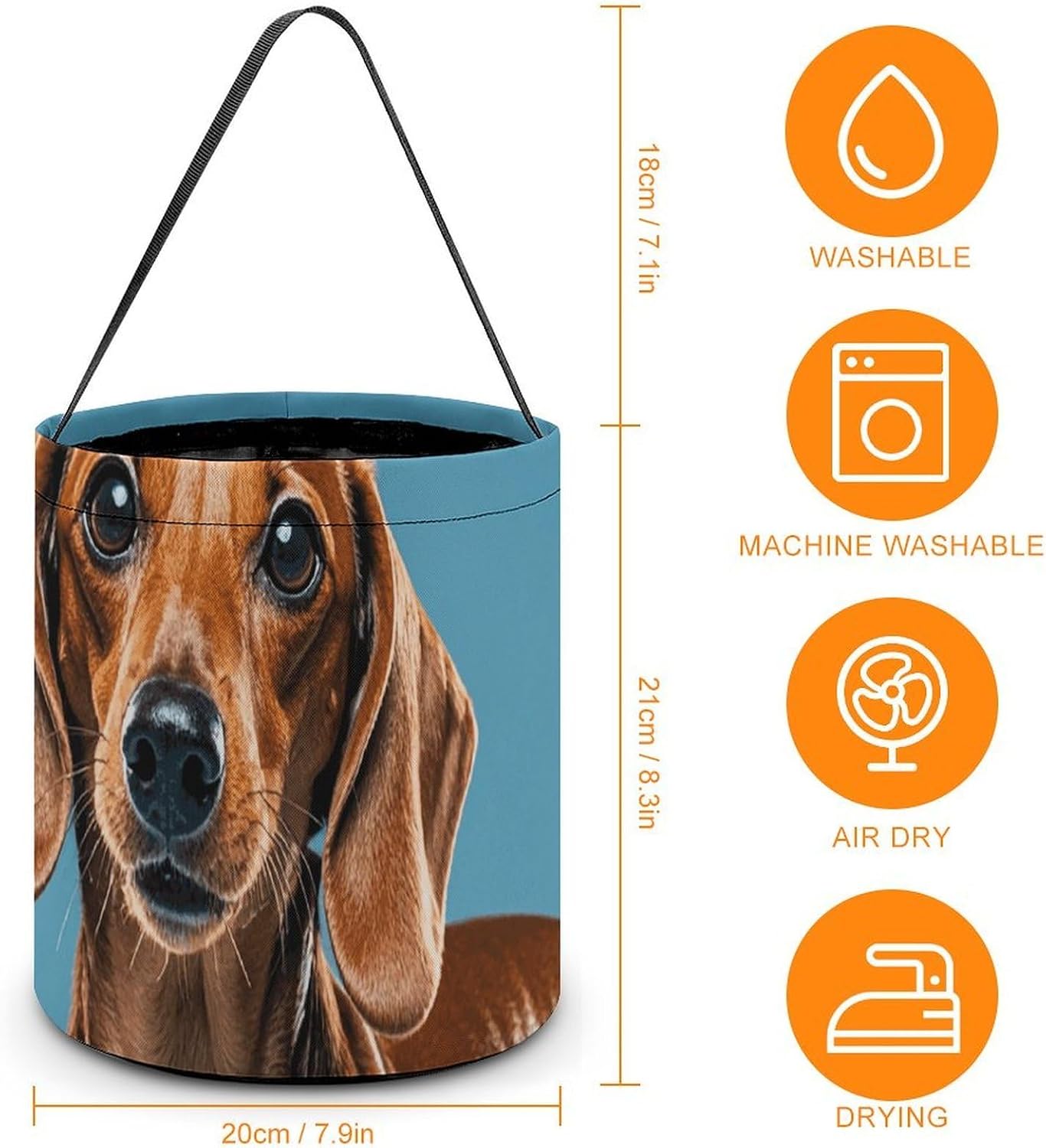 Dachshund Weiner Pet Dog Halloween Tote Candy Bag Foldable Handheld Bucket Reusable Candy Basket With Handles Multipurpose Portable Gifts Bags For Festival Party Gathering image 2