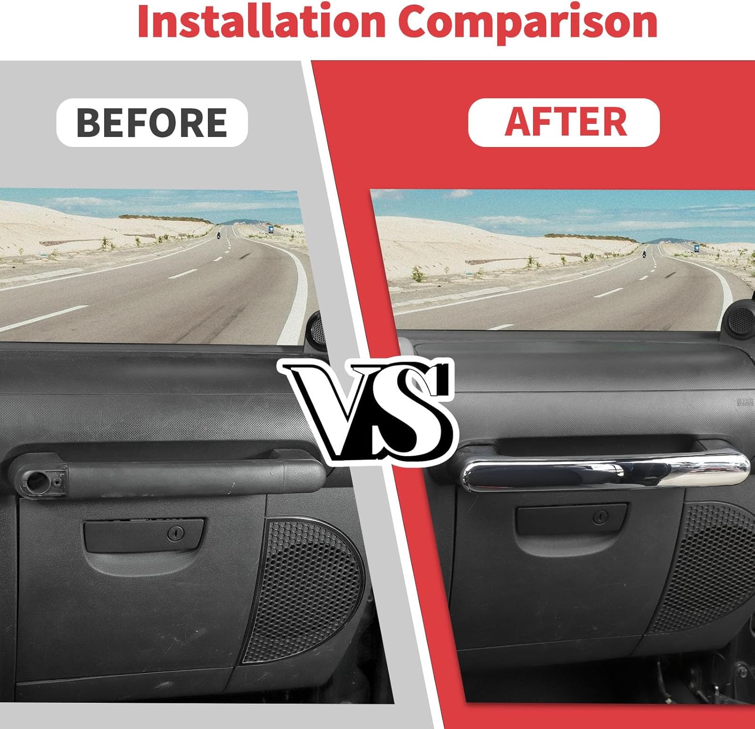 Jimen Compatible with Jeep Wrangler JK & Unlimited 2007-2010, Co-Pilot Grab Handle Cover Trim (Chrome)