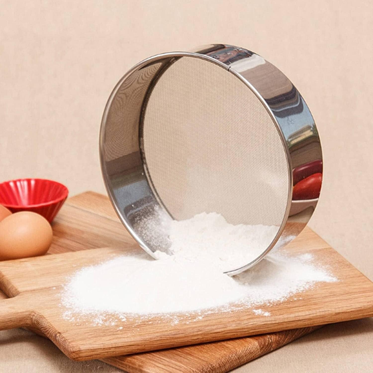 Passoire de Cuisine 1pcs en Acier Inoxydable Tamis-Tamis Outil de pâtisserie Cuisine Rond Farine de Sucre en Poudre à Tamis collander Pâtes(2pc)