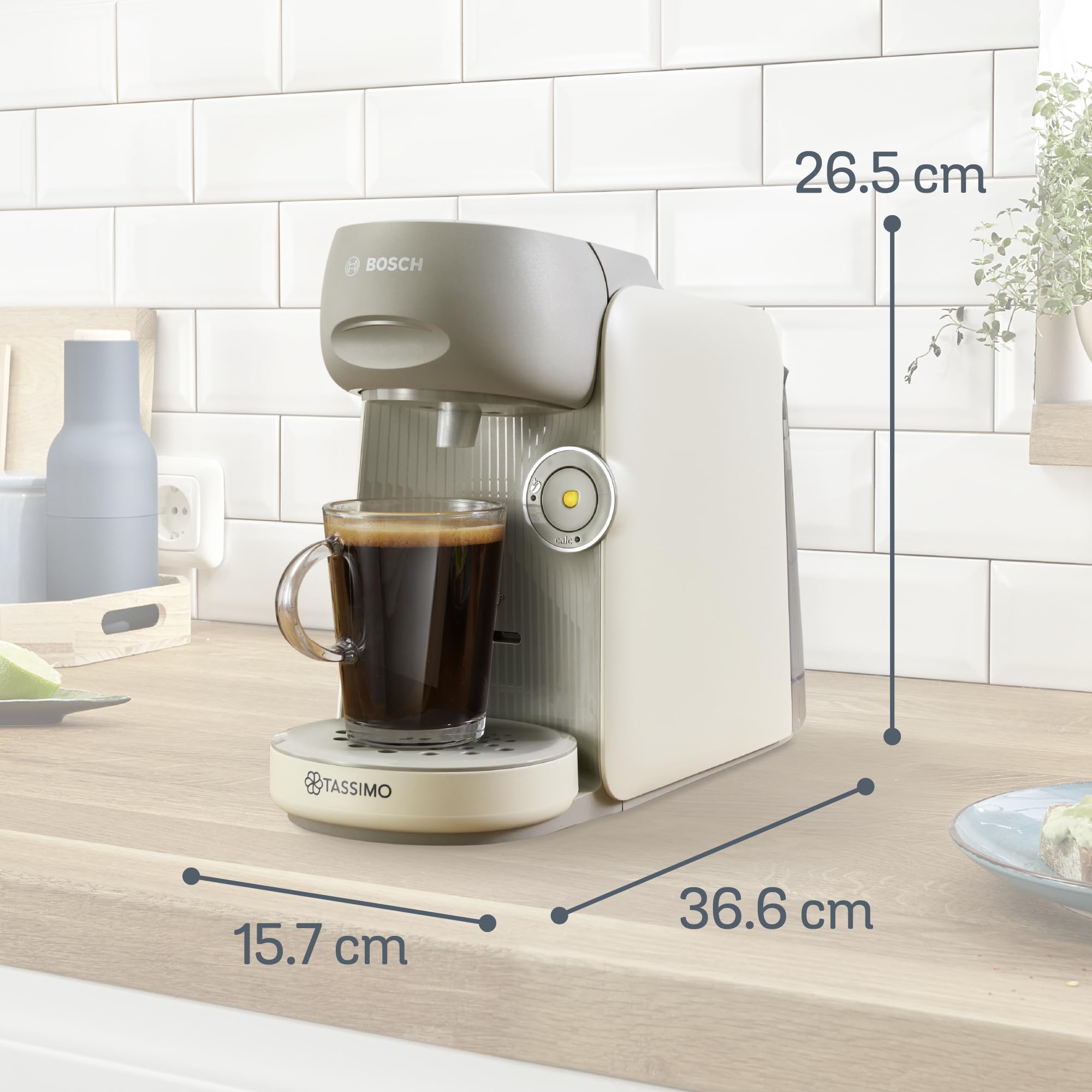 Bosch - Cafetera Multibebida Tassimo Finesse Friendly, 1400W, INTELLIBREW™, Beige, TAS167P