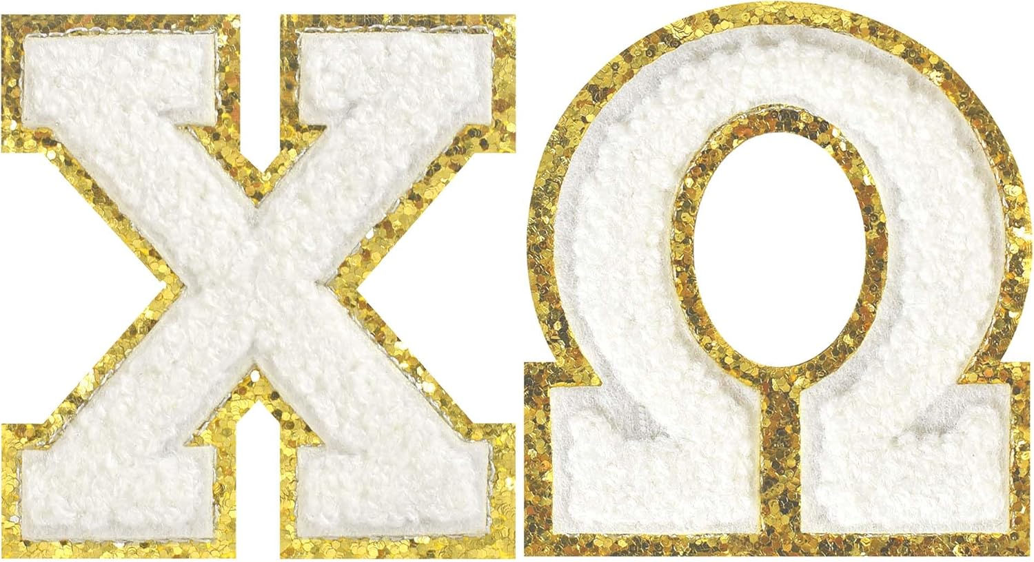 2PCS Iron on Greek Letters Chi Ltters Omega Patches