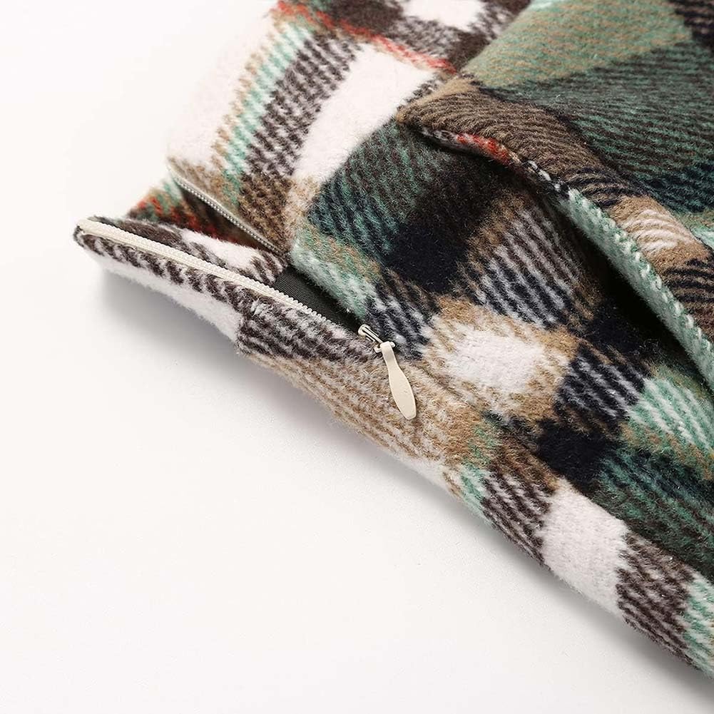 Women's Long Plaid Wool Skirt Fall Winter High Waist A-line Pleated Wool Tartan Skirts - Image 3