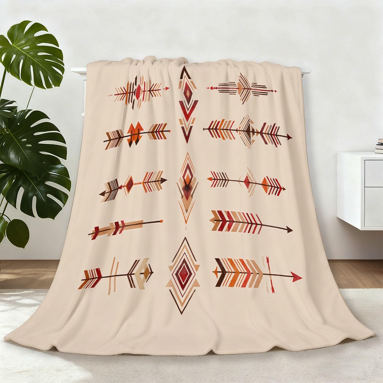 Couverture en flanelle de qualité supérieure motif flèches géométriques