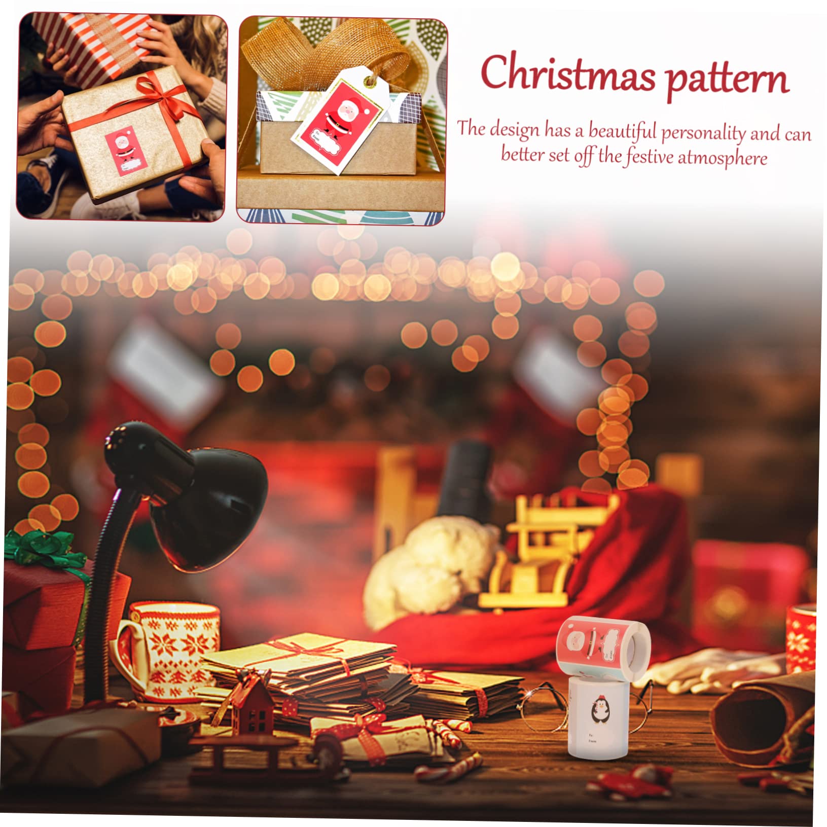 NUOBESTY 5 Juegos Etiqueta Pegatinas Papel Adhesivo Imprimible Decoración Navideña Artículos Navideños Christmas Stickers Calcomanías De Sobres Navideños Calcomanías De Navidad 2 Rollos * 5