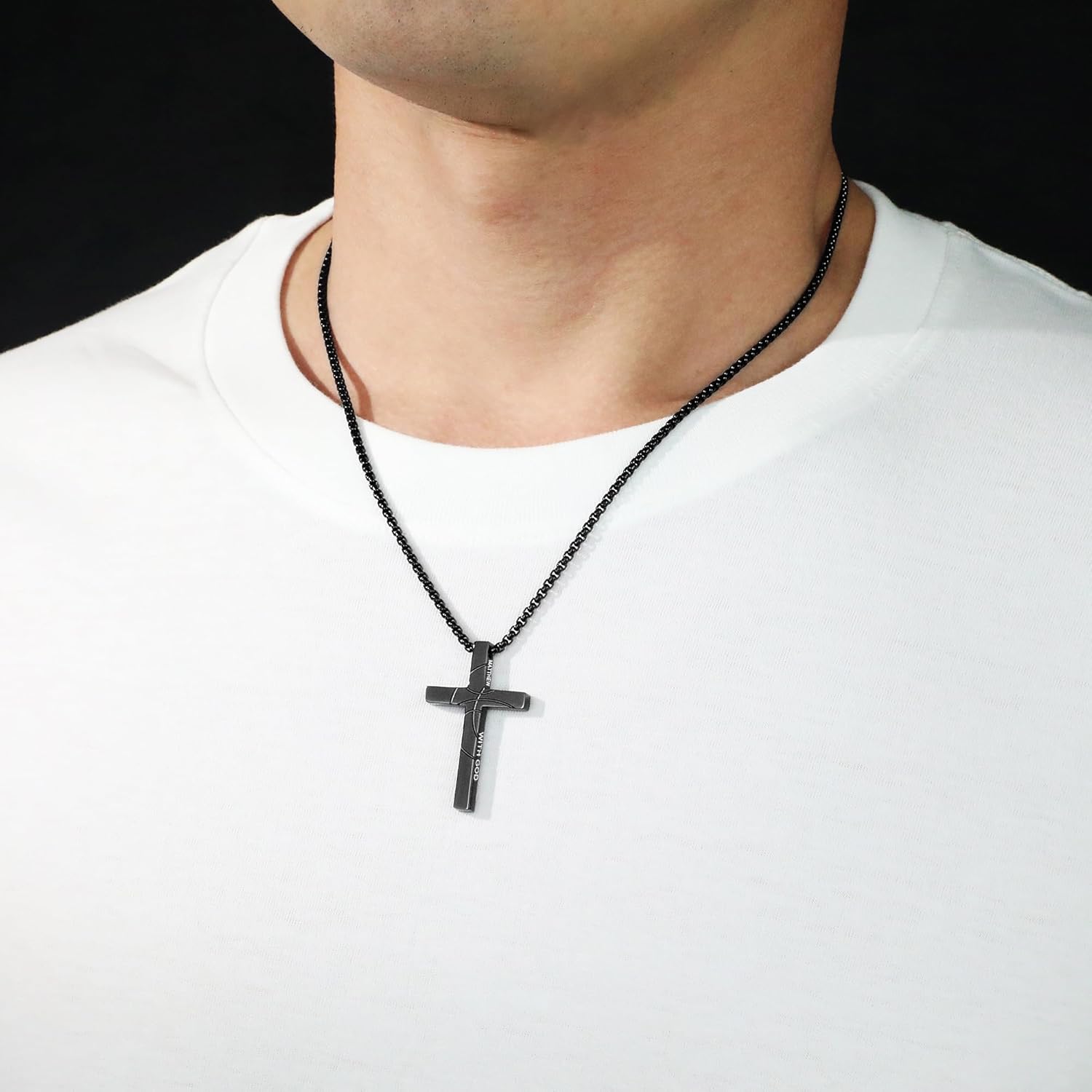 Basketball Bible Verse Cross Necklace for Boys Men 316L Stainless Steel Chain Pendant Religious Christian First Communion Confirmation Jewelry Graduation Christmas Gift - Image 5