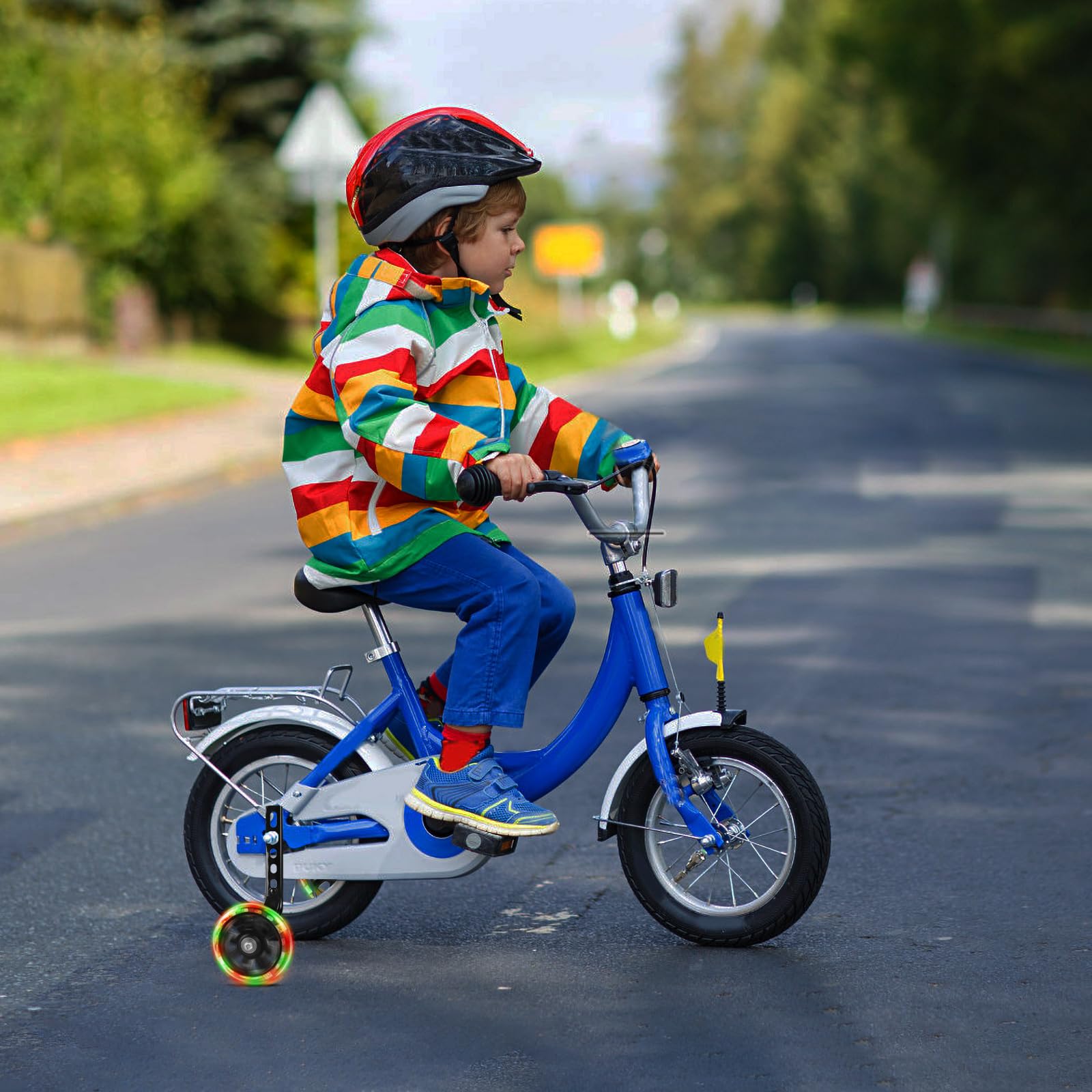 SWAWIS Ruote Ausiliarie per Biciclette per Bambini, Ruote di Allenamento per Biciclette, Rotelle Bicicletta Universali, Bikes Stabilizzatori per Bici per 12 14 16 18 20 Pollice Bicicletta(Nero)