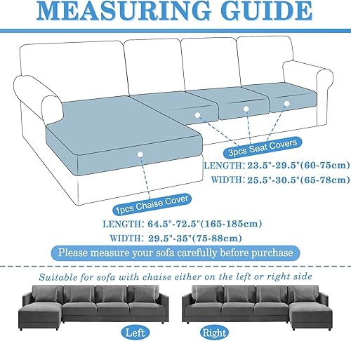 Miniatura 2 de HDCAXKJ Fundas de cojín 100% impermeables para sofá seccional en forma de L, funda de sofá elástica con diván, juego de 4 fundas de asiento para