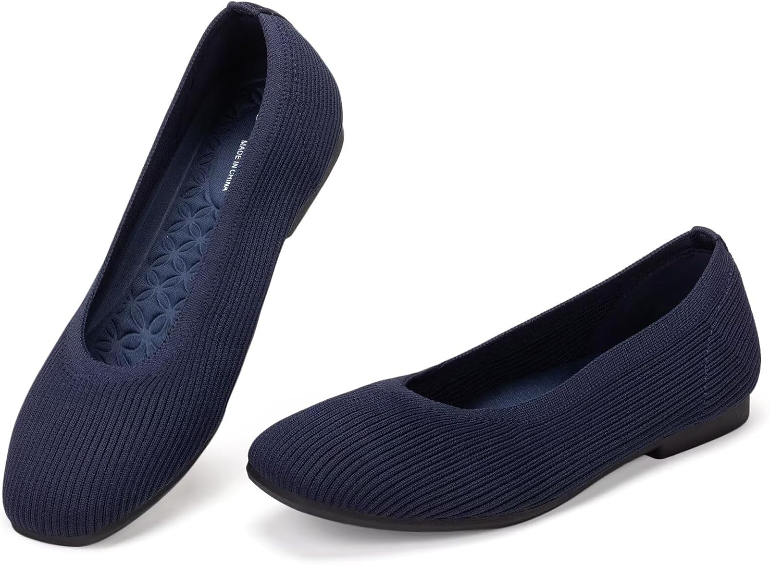 Frank Mully Womens Square Toe Flat Shoes Comfortable Knitted Flats Work Flats for Woman - Image 2