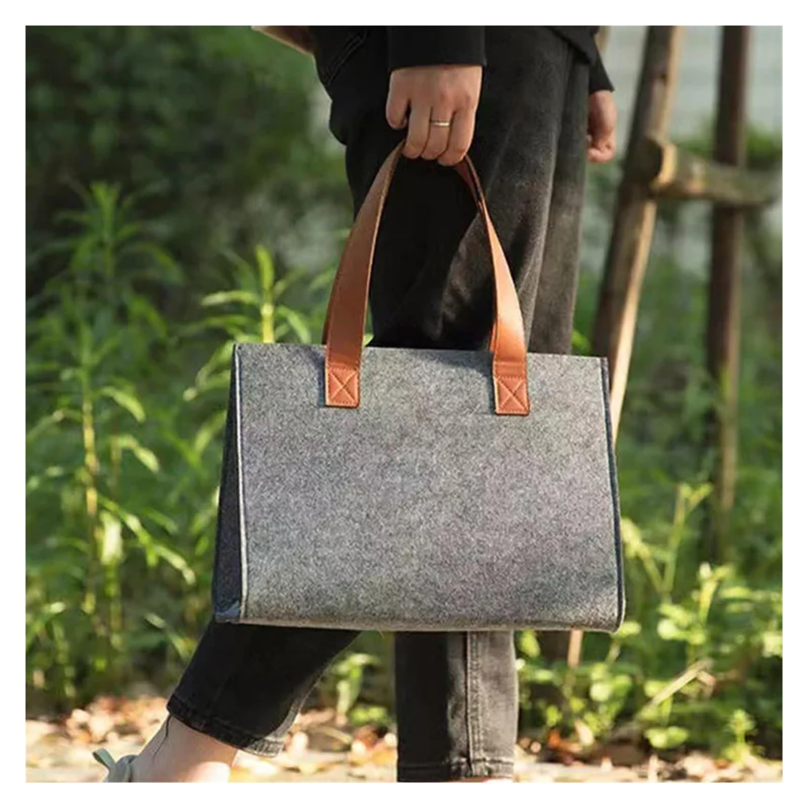 grey Felt Tote Bag Packaging Ladies Laptop Shoulder Large Capacity Storage Für Outdoor Trips, Picknick